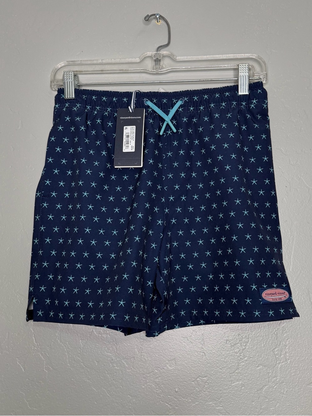 Vineyard Vines Boys Chappy Beach Swim Trunks In Starfish Naut Navy Sz M